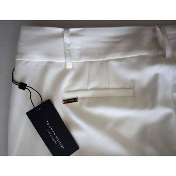 Tommy Hilfiger H25P0261 Women Sz 12 Ivory Hi-Rise Split Ankle Trouser Pants - Picture 10 of 12